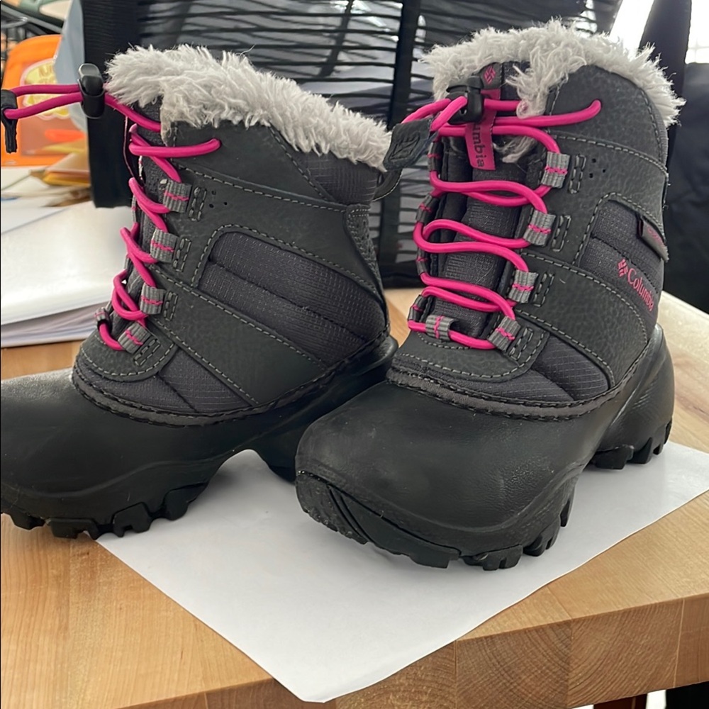 Columbia Kids' Black Boots with Pink Laces- Worn once